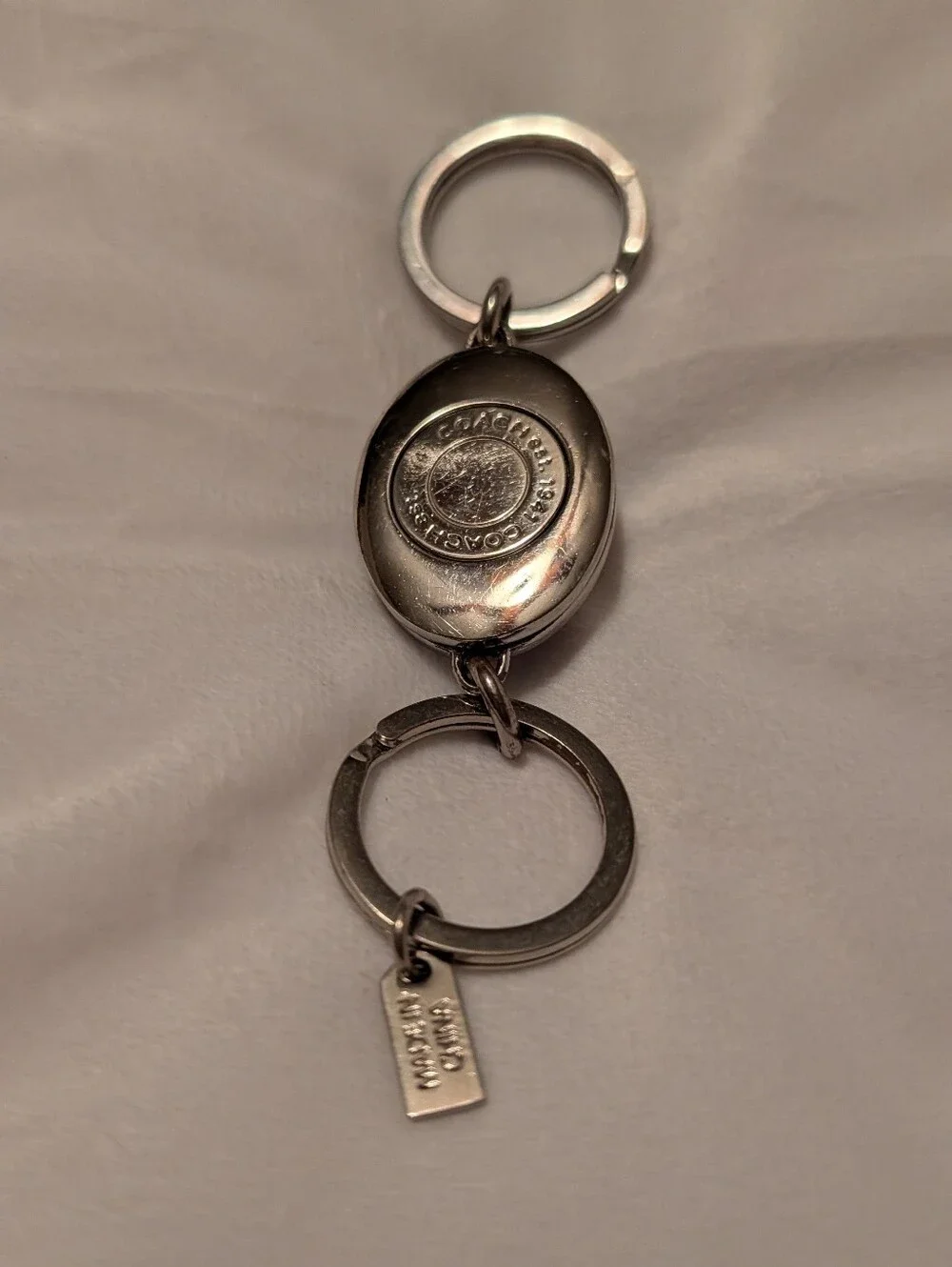 Coach Legacy Stripe Turnlock Valet Keychain GUC